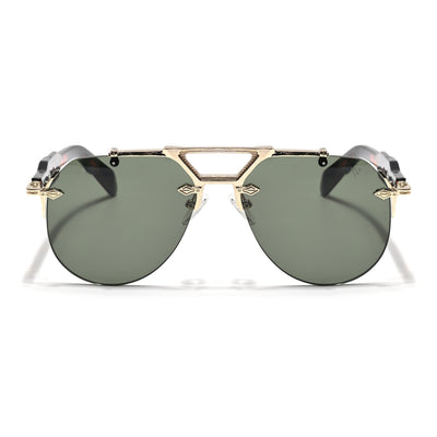 Hawk | Green Aviator Sunglasses | Golden Frame - MG5890