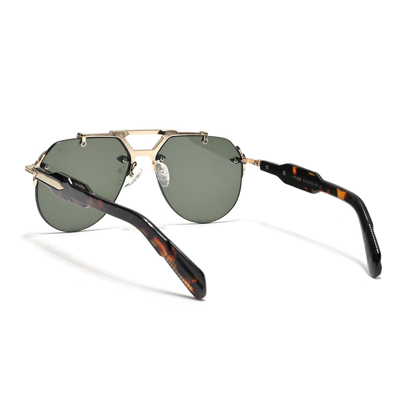 Hawk | Green Aviator Sunglasses | Golden Frame - MG5890