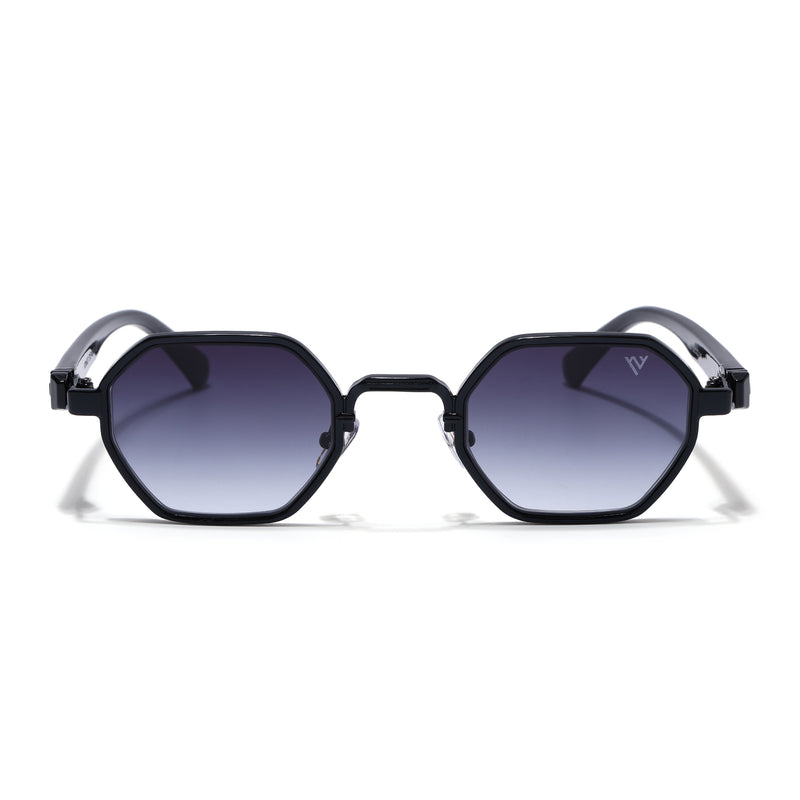 Avero | Black Hexagonal Sunglasses | Black Frame - MG9256