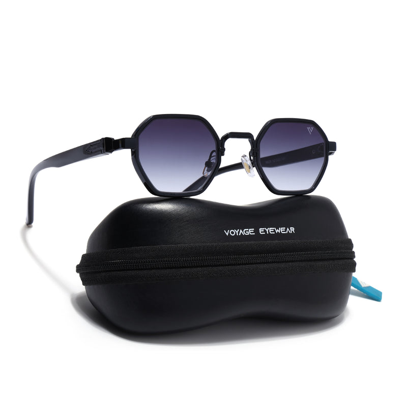 Avero | Black Hexagonal Sunglasses | Black Frame - MG9256