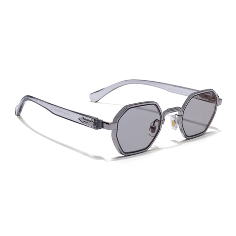 Avero | Grey Hexagonal Sunglasses | Silver Frame - MG9257
