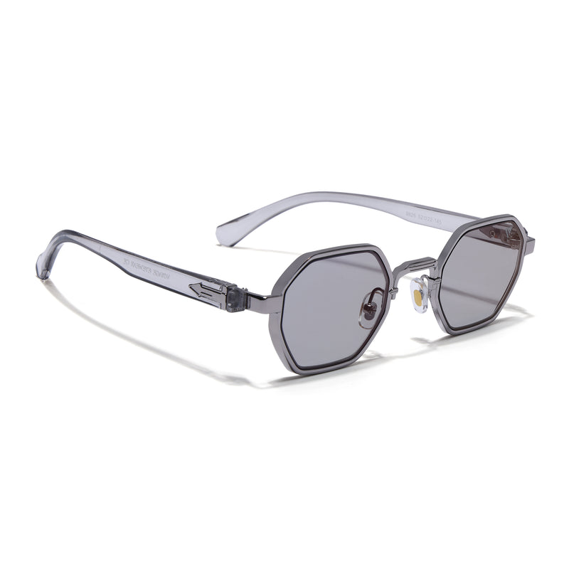 Avero | Grey Hexagonal Sunglasses | Silver Frame - MG9257