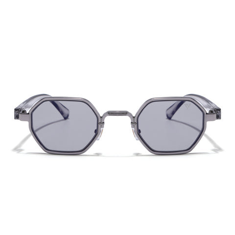 Avero | Grey Hexagonal Sunglasses | Silver Frame - MG9257