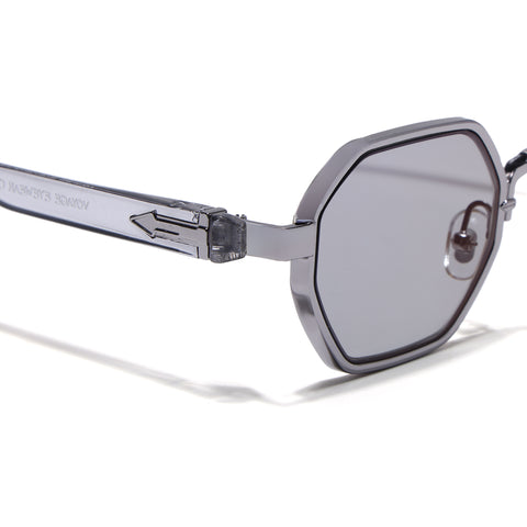 Avero | Grey Hexagonal Sunglasses | Silver Frame - MG9257