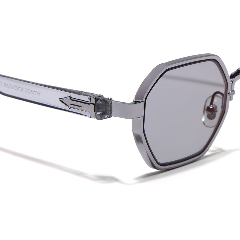 Avero | Grey Hexagonal Sunglasses | Silver Frame - MG9257