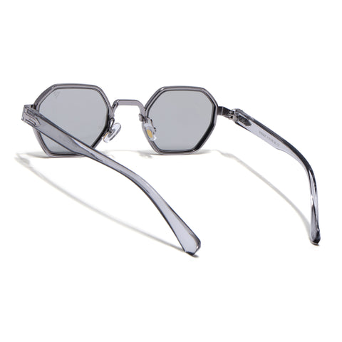 Avero | Grey Hexagonal Sunglasses | Silver Frame - MG9257