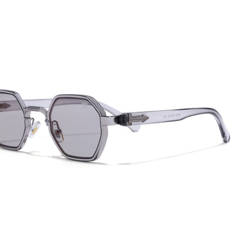 Avero | Grey Hexagonal Sunglasses | Silver Frame - MG9257