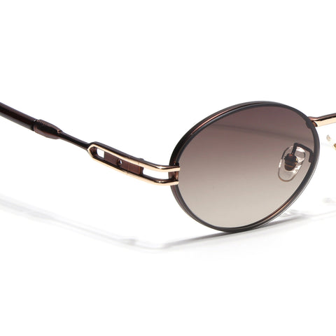 Oval Sunglasses for Men & Women (Brown Lens | Brown & Golden Frame - MG6888)