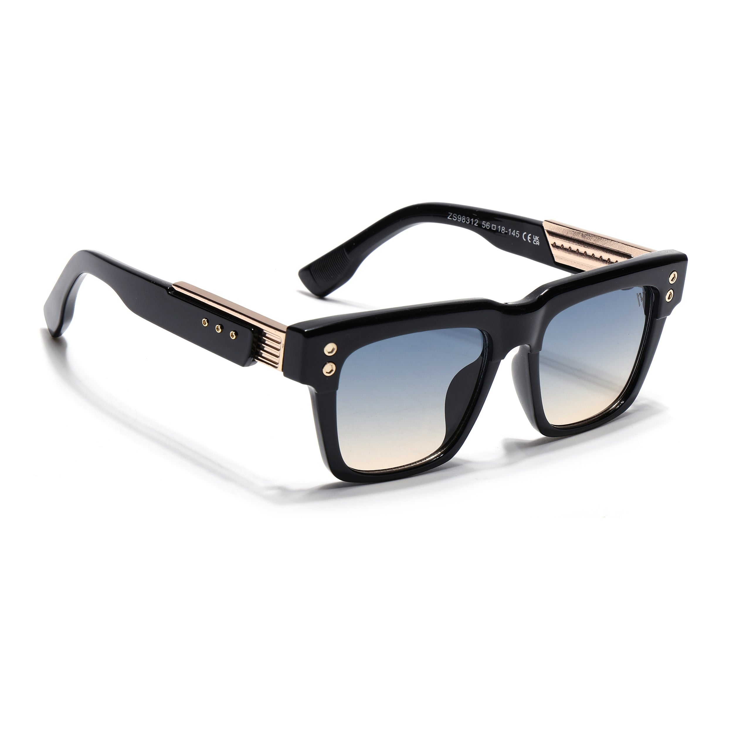 Rizzler | Black Square Sunglasses | Blue & Brown Lens - MG7594