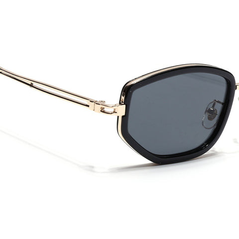 Vynna | Black & Golden Hexagonal Sunglasses | Black Lens - MG7598