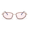 Vynna | Pink & Golden Hexagonal Sunglasses | Pink Lens - MG7599