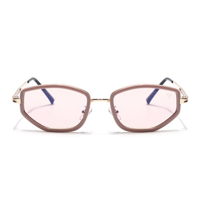 Vynna | Pink & Golden Hexagonal Sunglasses | Pink Lens - MG7599