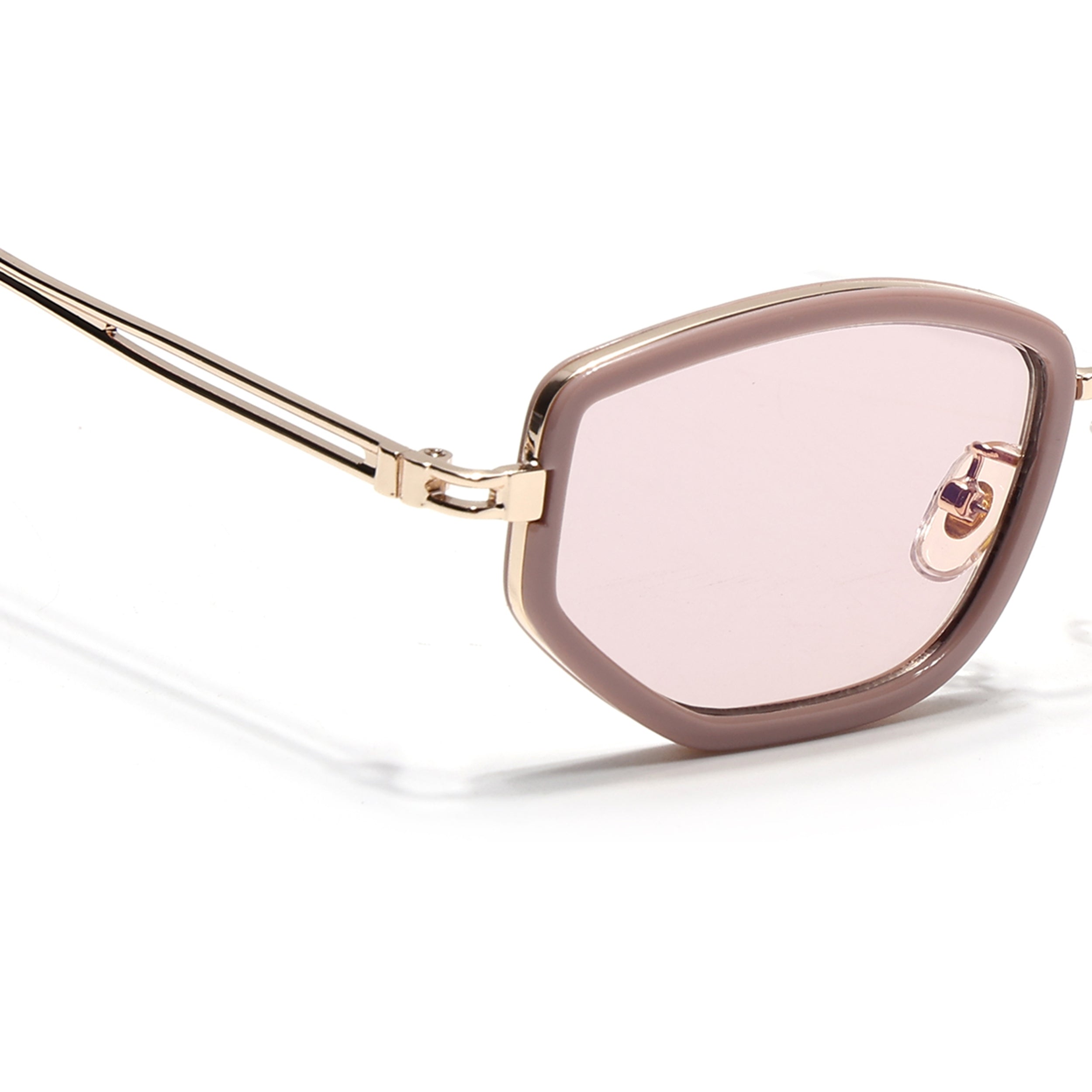 Vynna | Pink & Golden Hexagonal Sunglasses | Pink Lens - MG7599