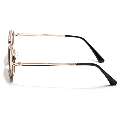 Vynna | Pink & Golden Hexagonal Sunglasses | Pink Lens - MG7599