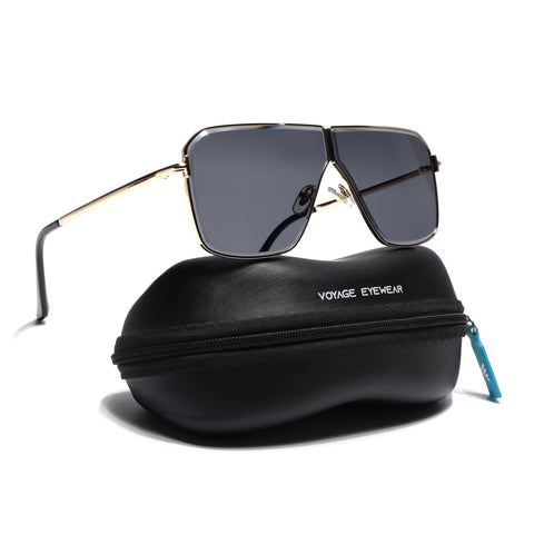 Zephy | Golden Wayfarer Sunglasses | Black Lens - MG7318