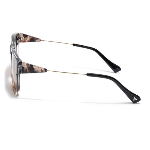 Square Sunglasses for Men & Women (Brown Lens | Black & Demi Brown Frame - SLMG7236)