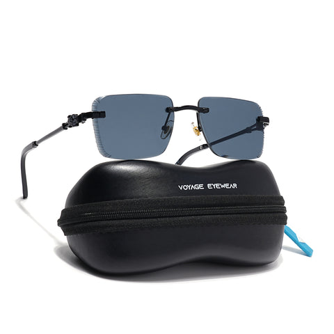 Calen | Black Rimless Sunglasses | Black Frame - MG8705
