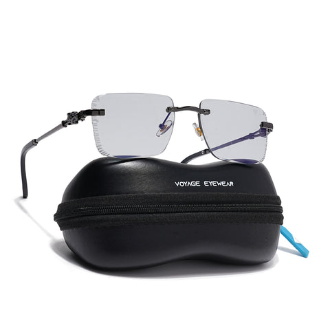 Calen | Smoke Black Rimless Sunglasses | Gun Metal Frame - MG8706