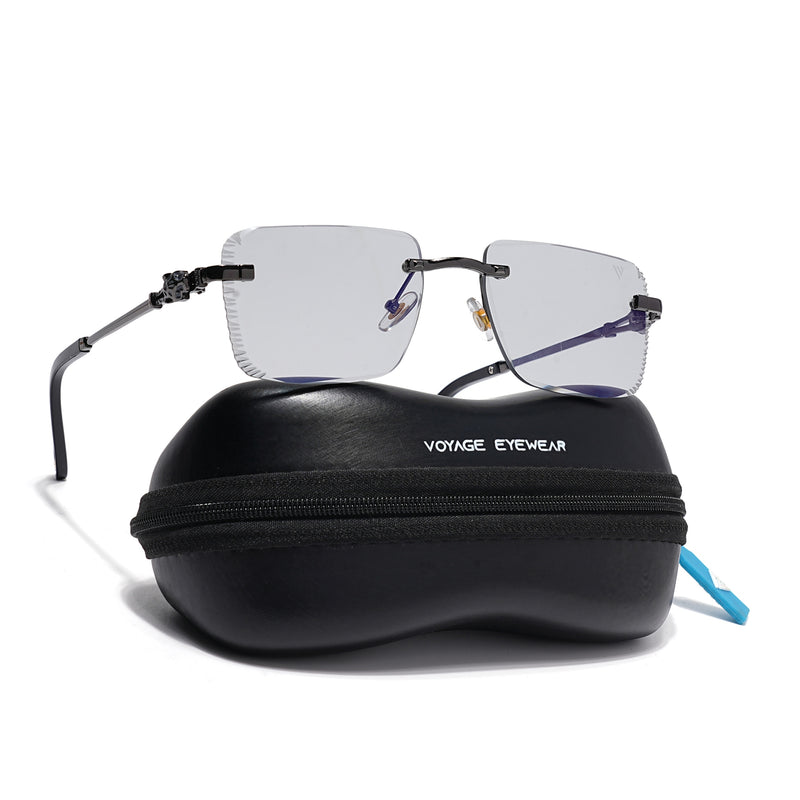 Calen | Smoke Black Rimless Sunglasses | Gun Metal Frame - MG8706