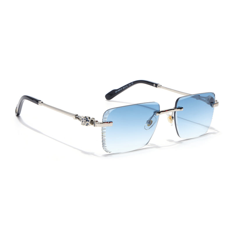 Calen | Blue Rimless Sunglasses | Silver Frame - MG8707