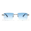 Calen | Blue Rimless Sunglasses | Silver Frame - MG8707
