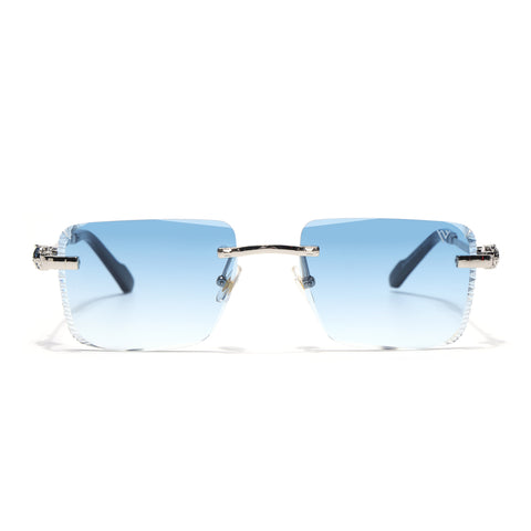 Calen | Blue Rimless Sunglasses | Silver Frame - MG8707
