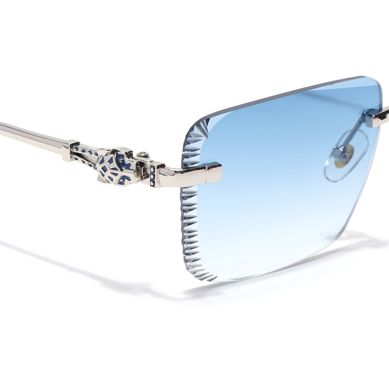 Calen | Blue Rimless Sunglasses | Silver Frame - MG8707