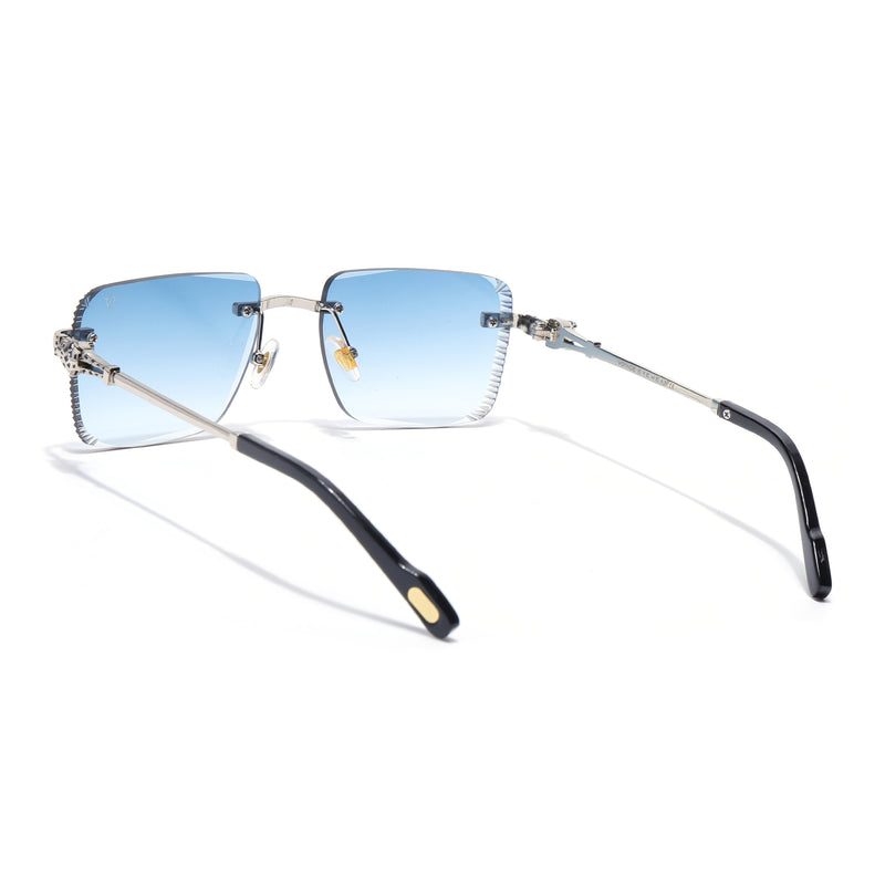 Calen | Blue Rimless Sunglasses | Silver Frame - MG8707