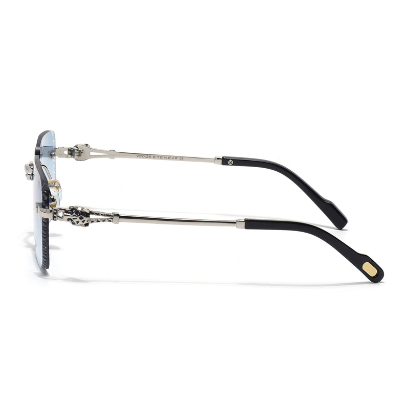 Calen | Blue Rimless Sunglasses | Silver Frame - MG8707