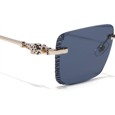 Calen | Black Rimless Sunglasses | Golden Frame - MG8708