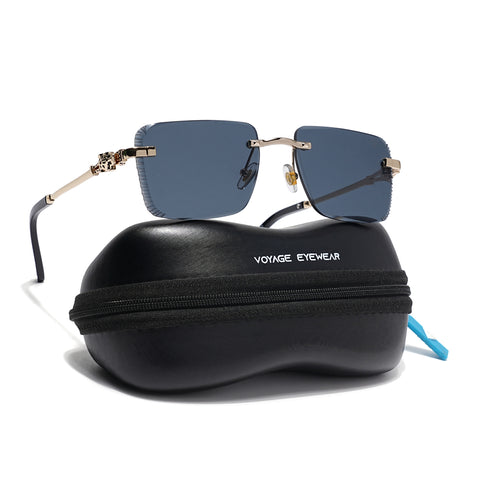 Calen | Black Rimless Sunglasses | Golden Frame - MG8708