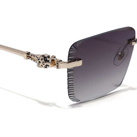 Calen | Brown Rimless Sunglasses | Golden Frame - MG8709