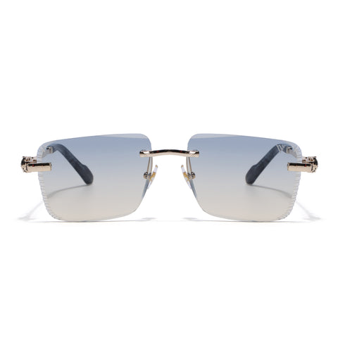 Calen | Grey & Brown Rimless Sunglasses | Golden Frame - MG8710
