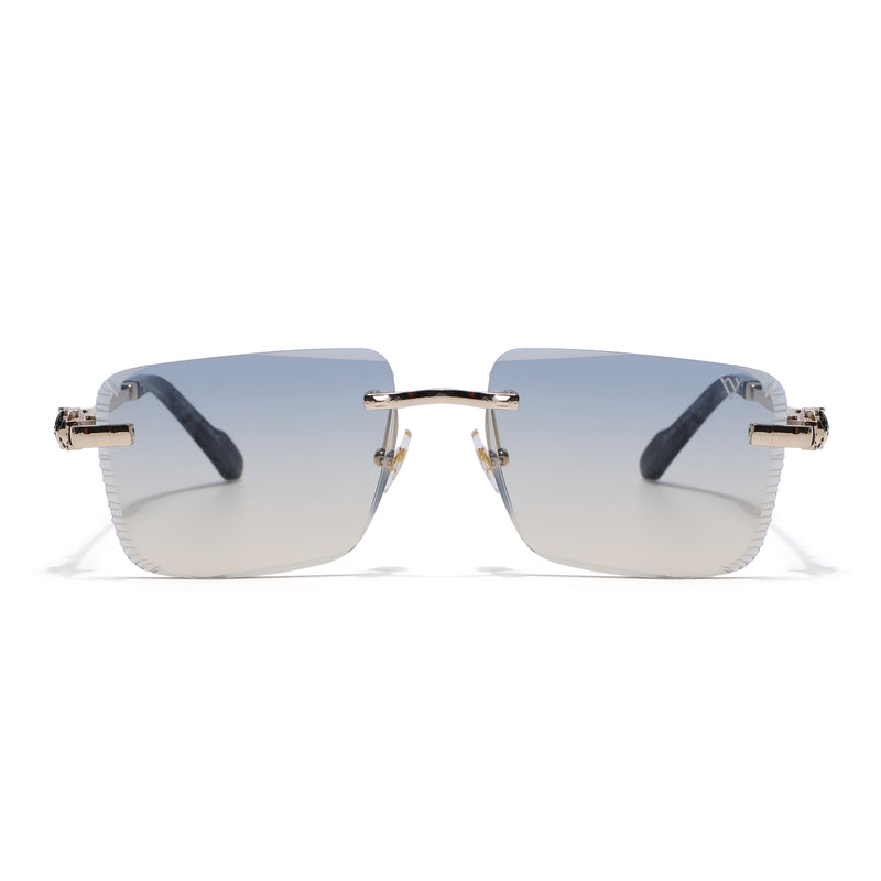 Calen | Grey & Brown Rimless Sunglasses | Golden Frame - MG8710
