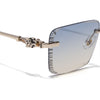 Calen | Grey & Brown Rimless Sunglasses | Golden Frame - MG8710