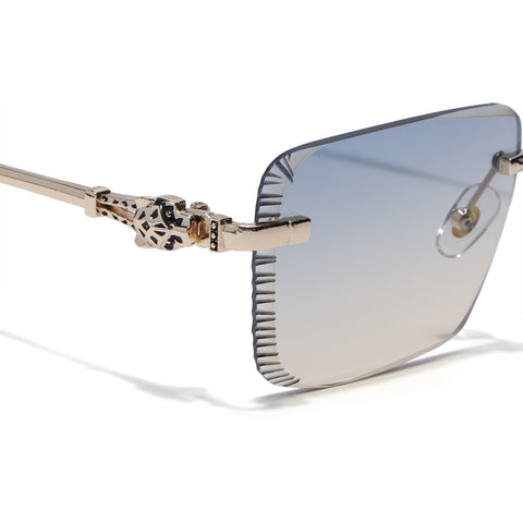 Calen | Grey & Brown Rimless Sunglasses | Golden Frame - MG8710