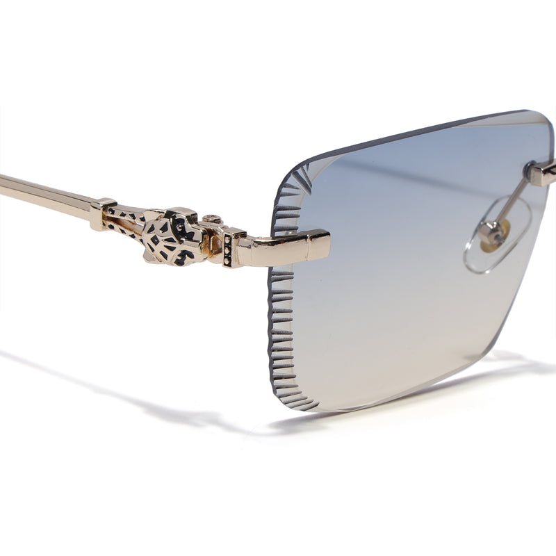 Calen | Grey & Brown Rimless Sunglasses | Golden Frame - MG8710