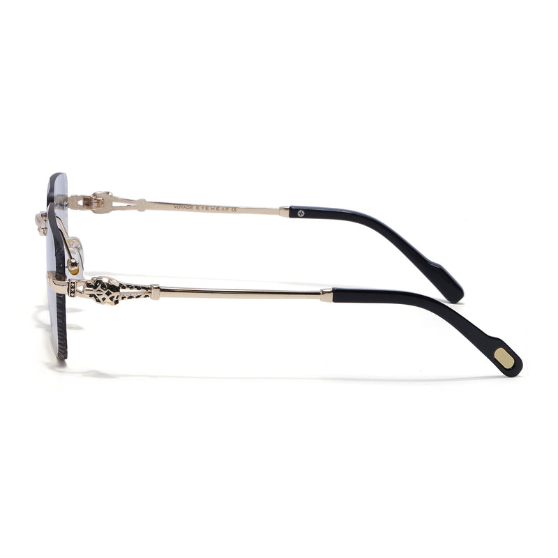 Calen | Grey & Brown Rimless Sunglasses | Golden Frame - MG8710