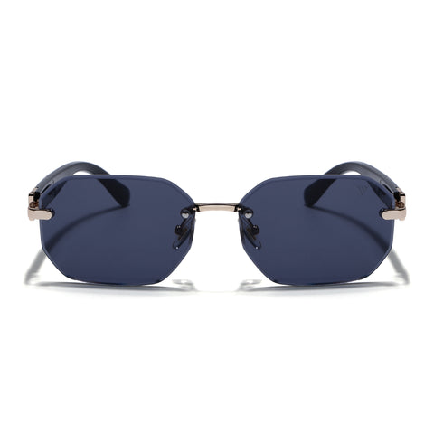 Rimless Sunglasses for Men & Women (Black Lens | Golden Frame - MG7798)
