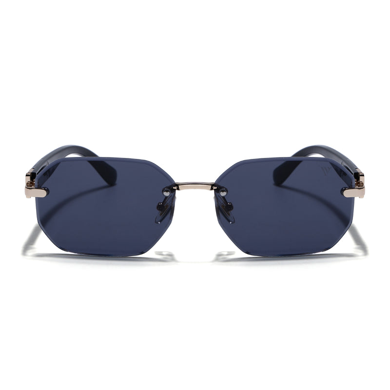 Rimless Sunglasses for Men & Women (Black Lens | Golden Frame - MG7798)