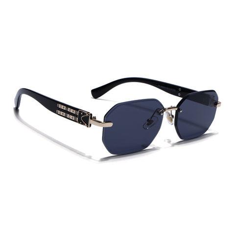 Rimless Sunglasses for Men & Women (Black Lens | Golden Frame - MG7798)