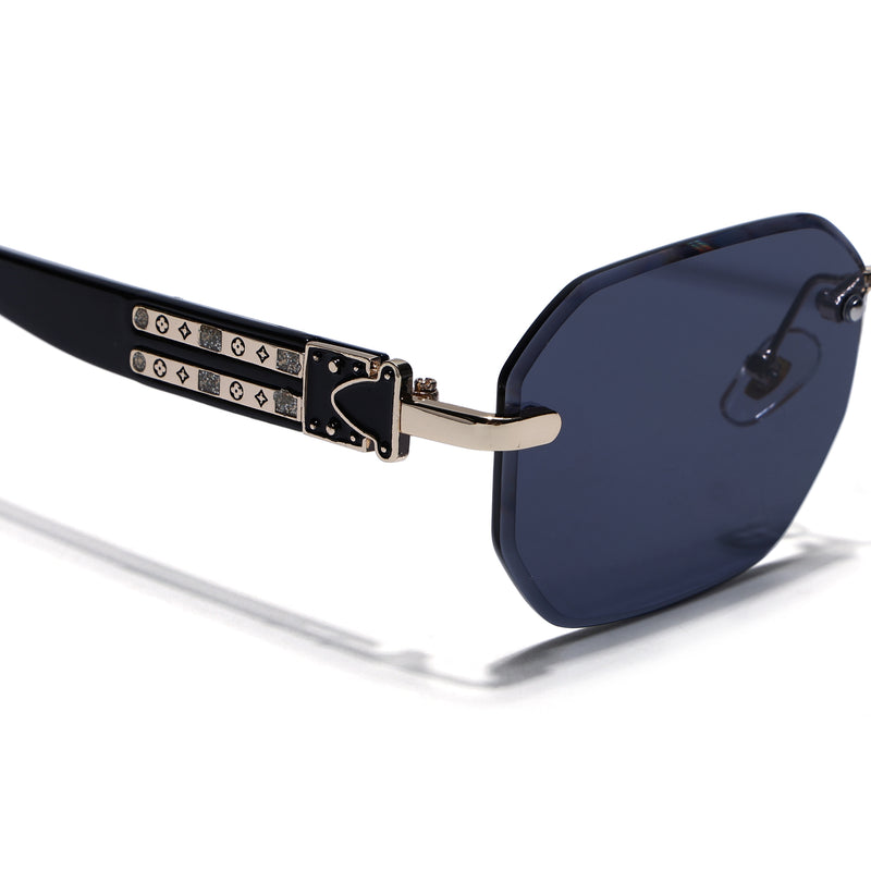Rimless Sunglasses for Men & Women (Black Lens | Golden Frame - MG7798)