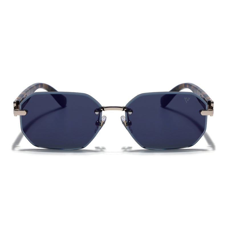 Rimless Sunglasses for Men & Women (Grey Lens | Golden Frame - MG7799)