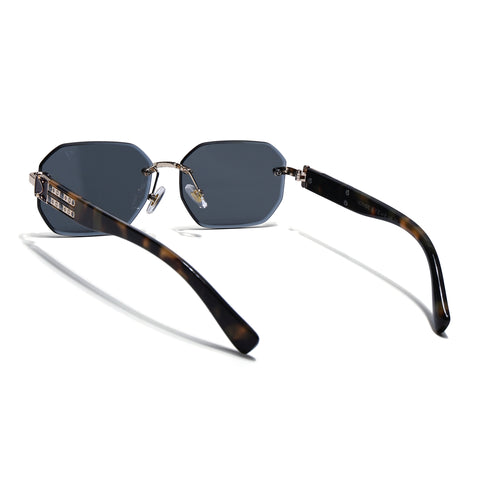 Rimless Sunglasses for Men & Women (Grey Lens | Golden Frame - MG7799)