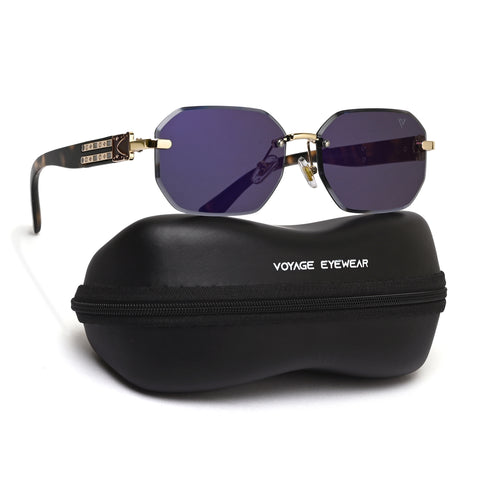 Rimless Sunglasses for Men & Women (Grey Lens | Golden Frame - MG7799)