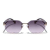 Rimless Sunglasses for Men & Women (Brown &  Pink Lens | Golden Frame - MG7800)