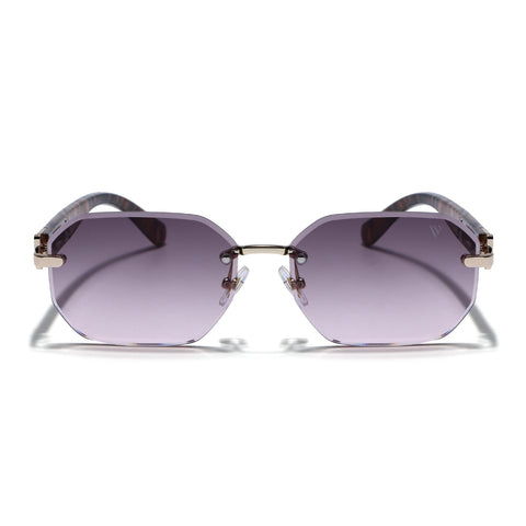 Rimless Sunglasses for Men & Women (Brown &  Pink Lens | Golden Frame - MG7800)
