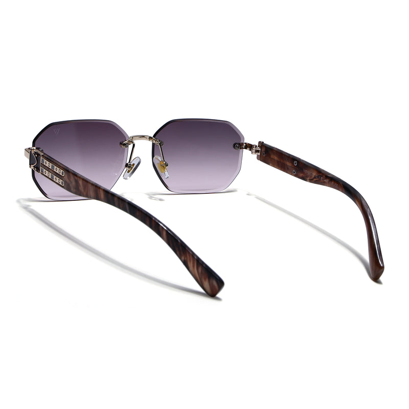 Rimless Sunglasses for Men & Women (Brown &  Pink Lens | Golden Frame - MG7800)