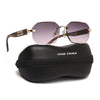 Rimless Sunglasses for Men & Women (Brown &  Pink Lens | Golden Frame - MG7800)