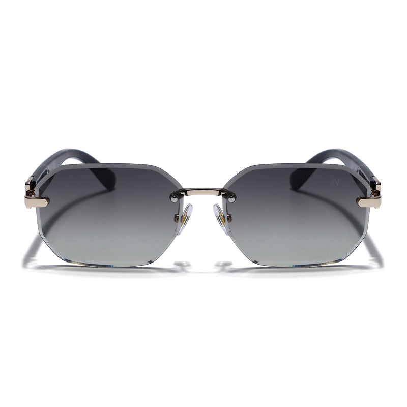 Rimless Sunglasses for Men & Women (Olive Lens | Golden Frame - MG7801)